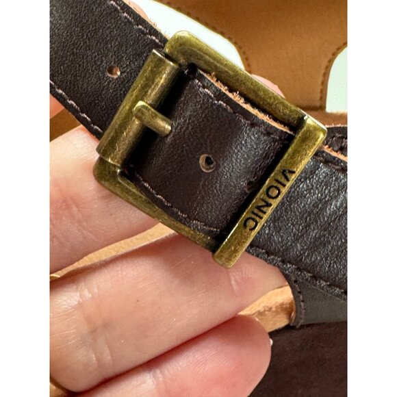 New! Vionic Hoola Tawny T-strap Wedge Platform Sandal, 9.5 wide, brown leather - Picture 8 of 15